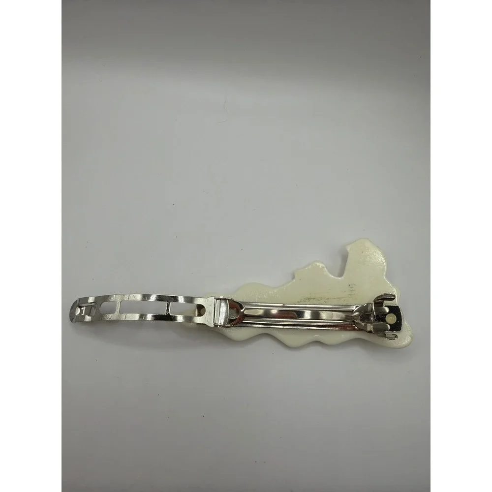 VTG 80s Ghost Hair Clip French Barrette Cream White Halloween Accessory‎
